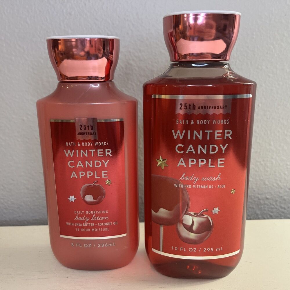 BATH & BODY WORKS WINTER CANDY APPLE BODY Lotion Body Wash Set
